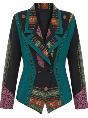 Vintage IIF Boho Print Structured Blazer